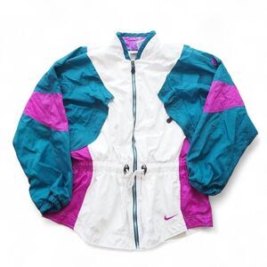 Nike Vintage 90s Full Zip Colorblock Track Jacket Teal Purple‎ White Women's M